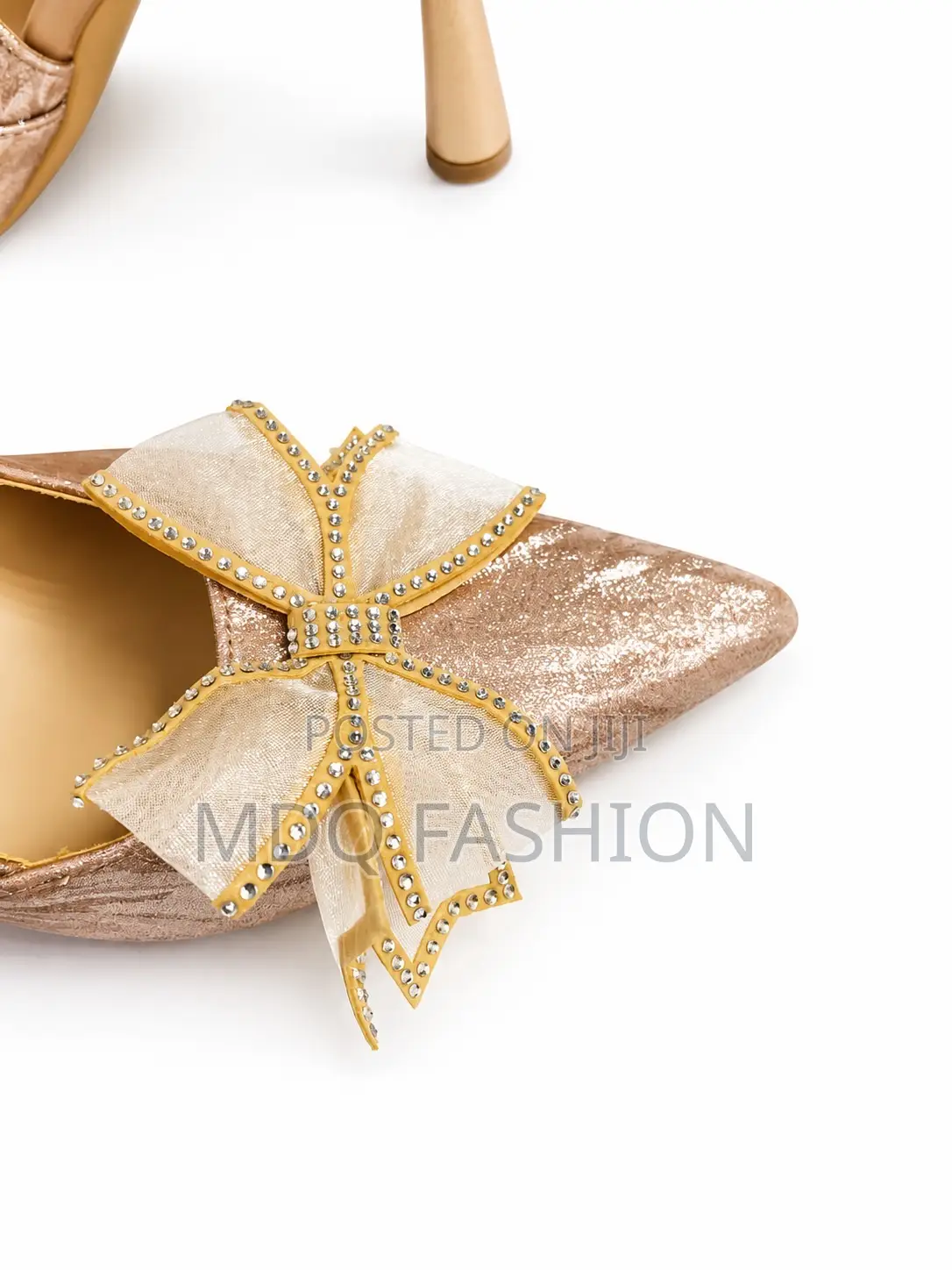 Rose Gold Shimmer Bow Slingbacks