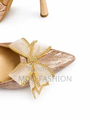 Rose Gold Shimmer Bow Slingbacks