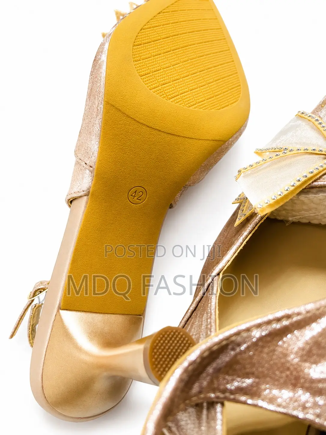 Rose Gold Shimmer Bow Slingbacks