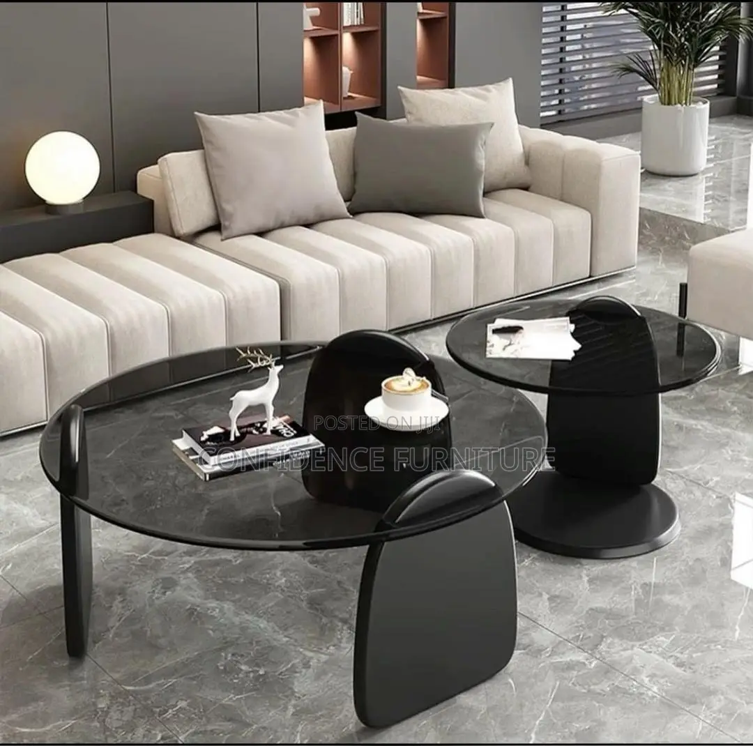Thick Quality Glass Center Table With One Side Stool