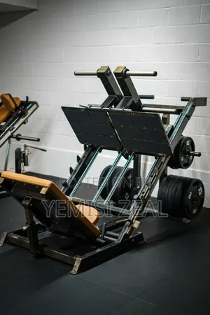 Stretched Leg Press Machine With Weight Plates