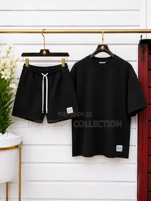 Mens Black Short and Plain Tshirt Casual Wear