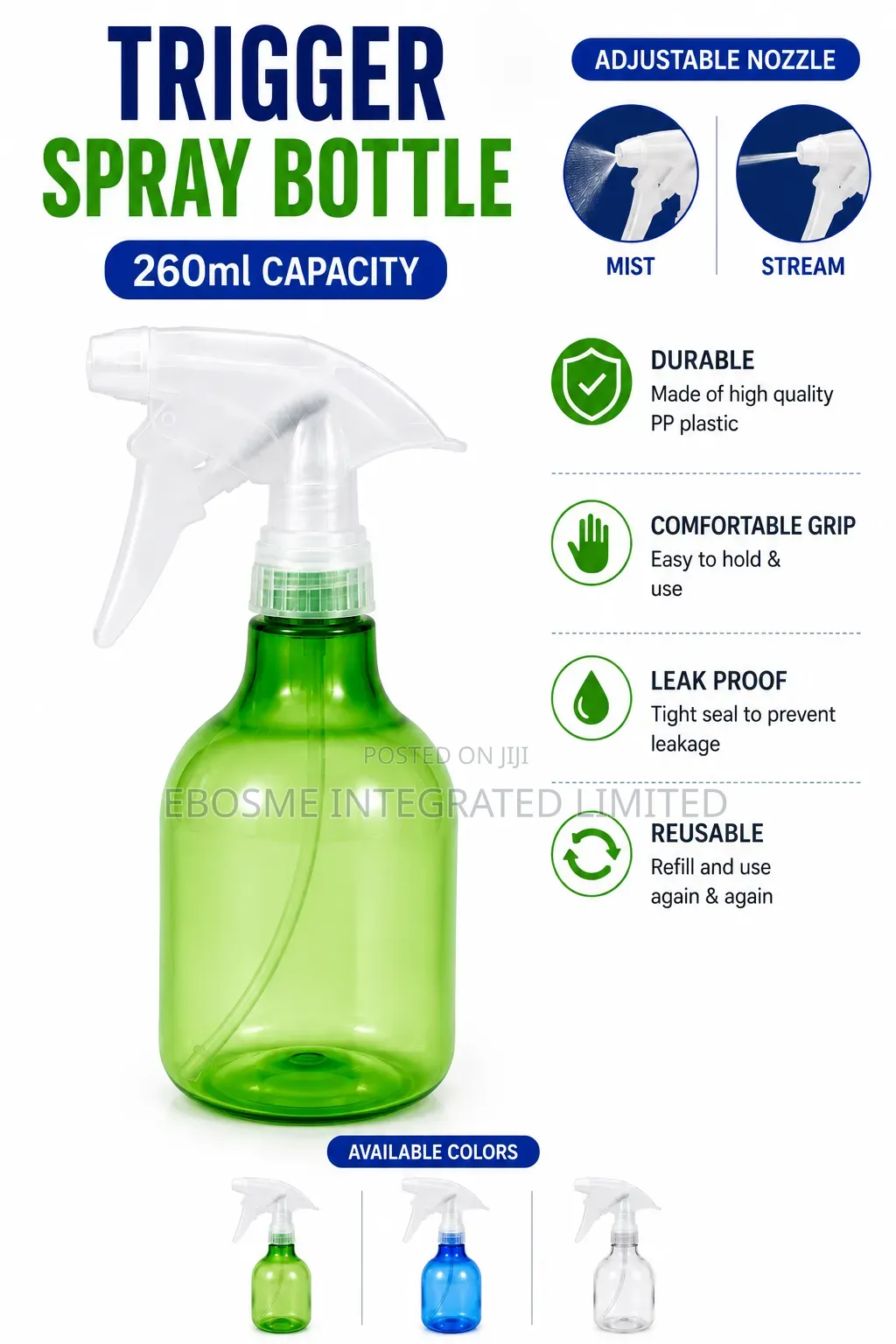 260ml Adjustable Trigger Spray Bottle