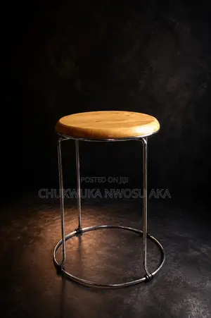 Wooden Top and Steel Stool for Sale