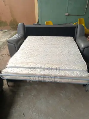 Soft Leather Sofa With Inbuilt Firm Mattress