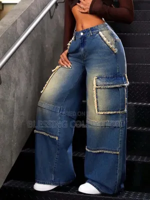 ​Stylish Wide-Leg Cargo Denim