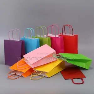 Colorful Kraft Paper Bags With Twisted Handles (12pcs)
