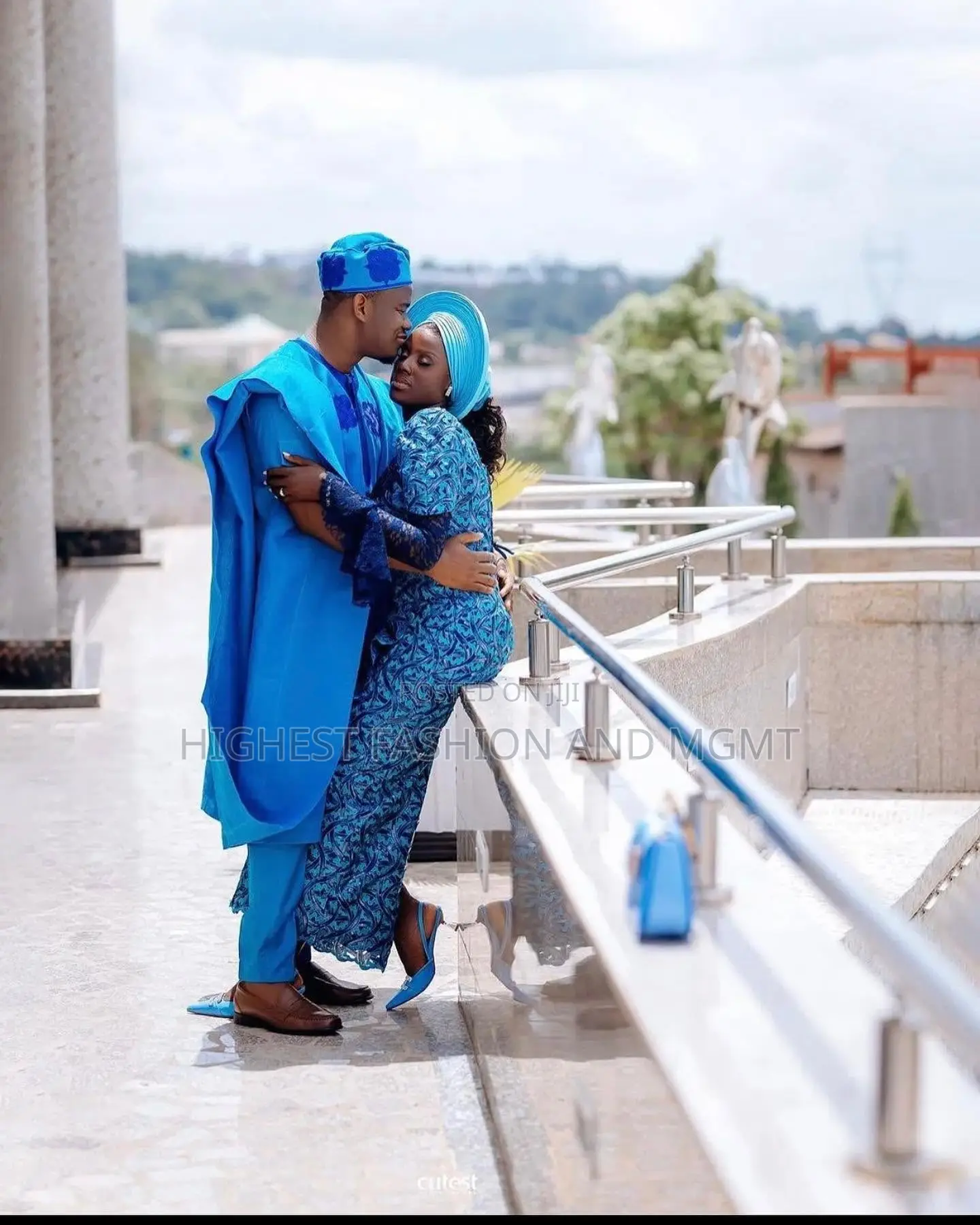 Patterned Blue Gown Royal Agbada Set