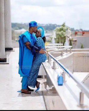 Patterned Blue Gown Royal Agbada Set
