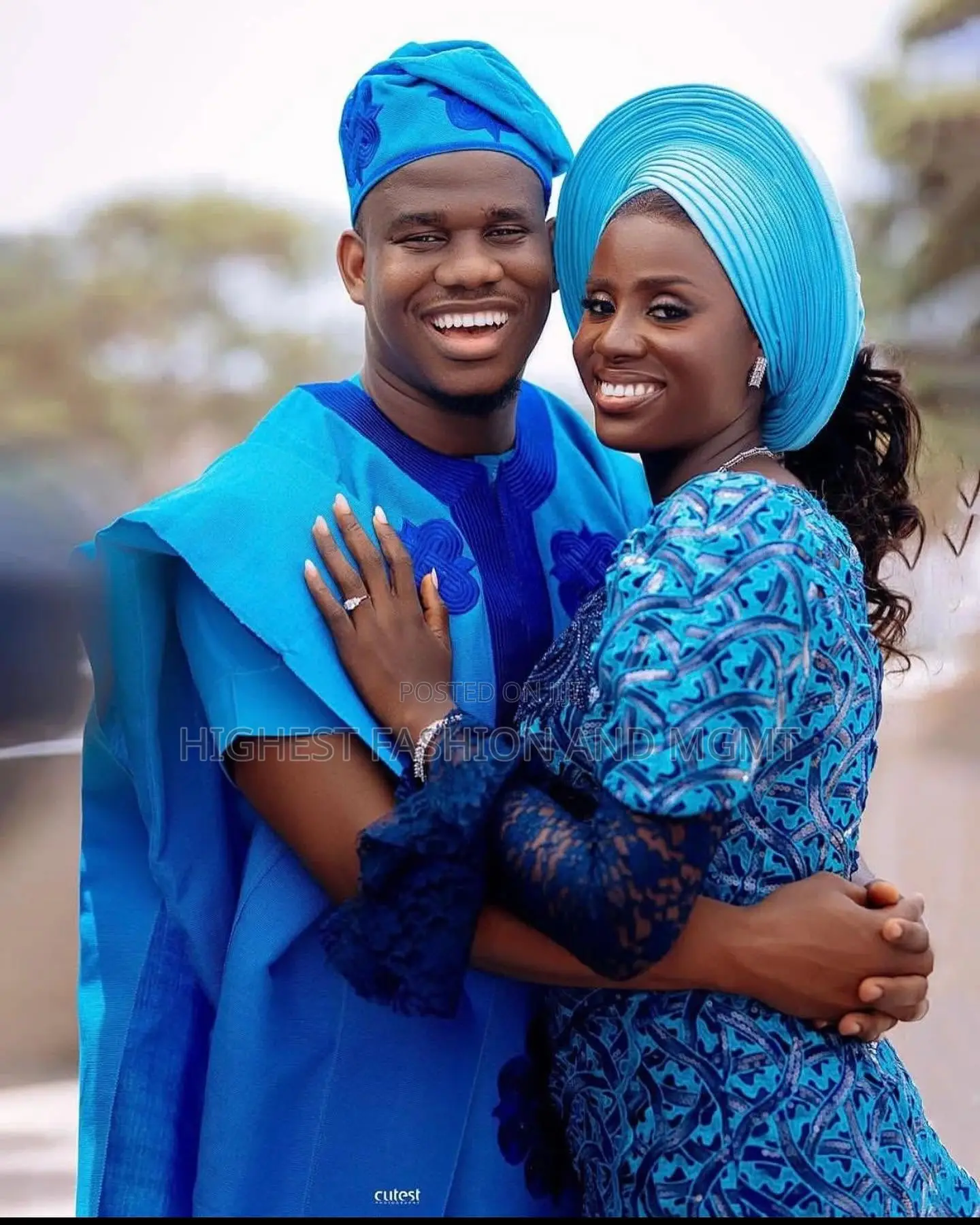 Patterned Blue Gown Royal Agbada Set