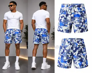 Men’s Premium Camo Shorts – Blue/White