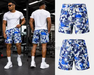 Men’s Premium Camo Shorts – Blue/White