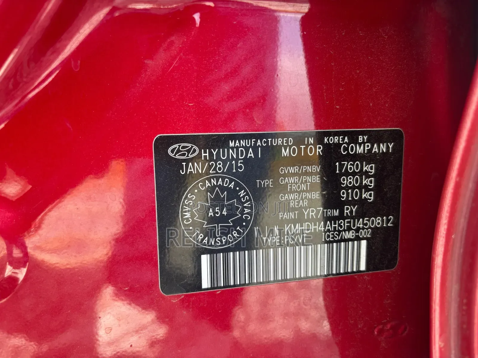 Hyundai Elantra 2015 Red