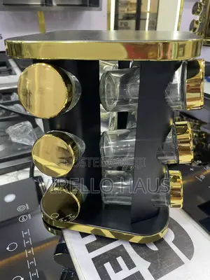 Black and Gold Container Rotating Spice Rack