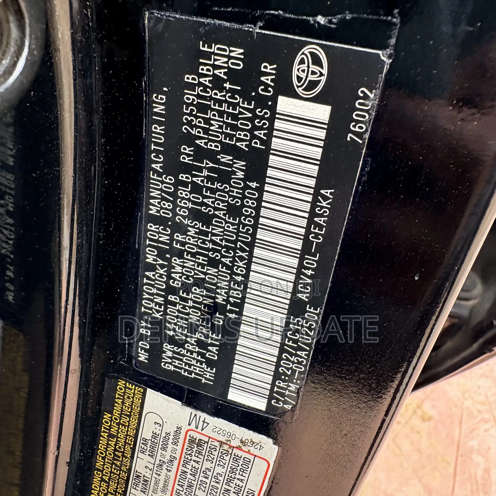 Toyota Camry 2.4 SE Automatic 2008 Black