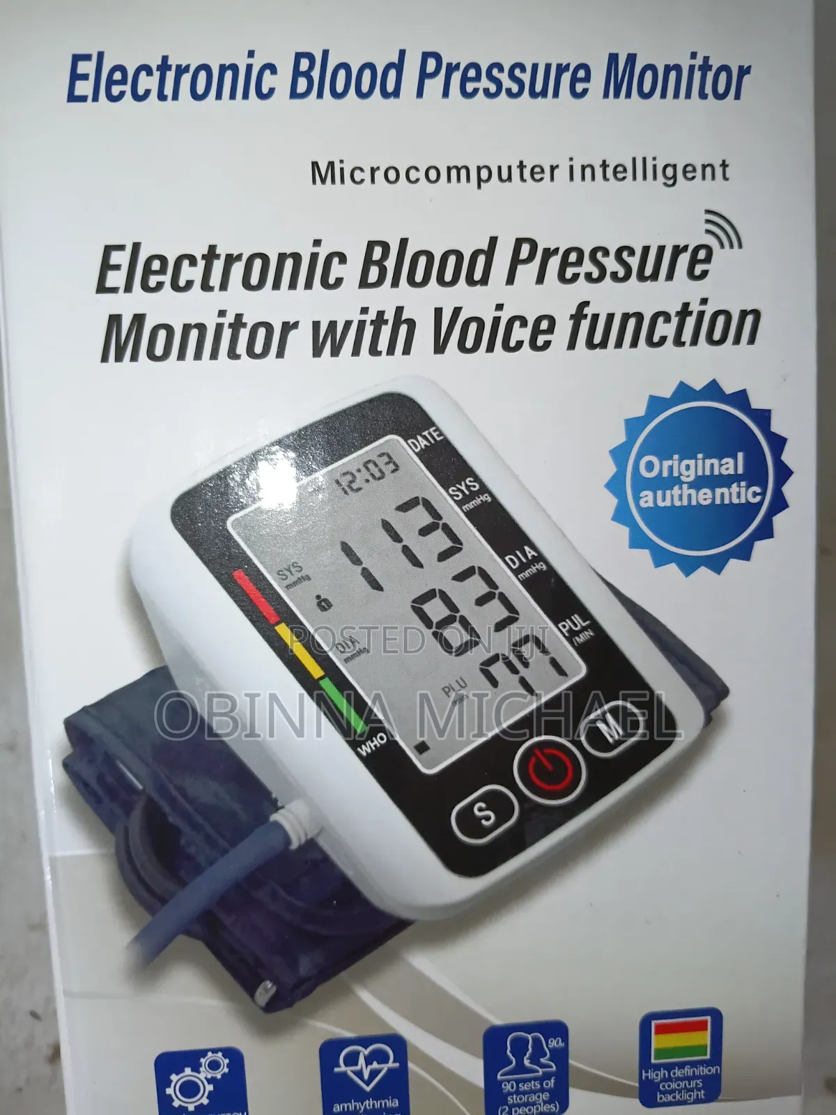 Electronic Blood Pressure Monitor With Voice Function.