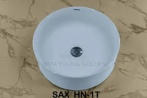Round Canter Top Ceramic Washing Hand Basin White