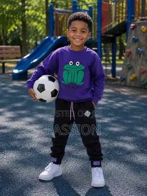Cute Boys Purple Frog Sweatshirt Jogger Set – Premium Casual Outfit
