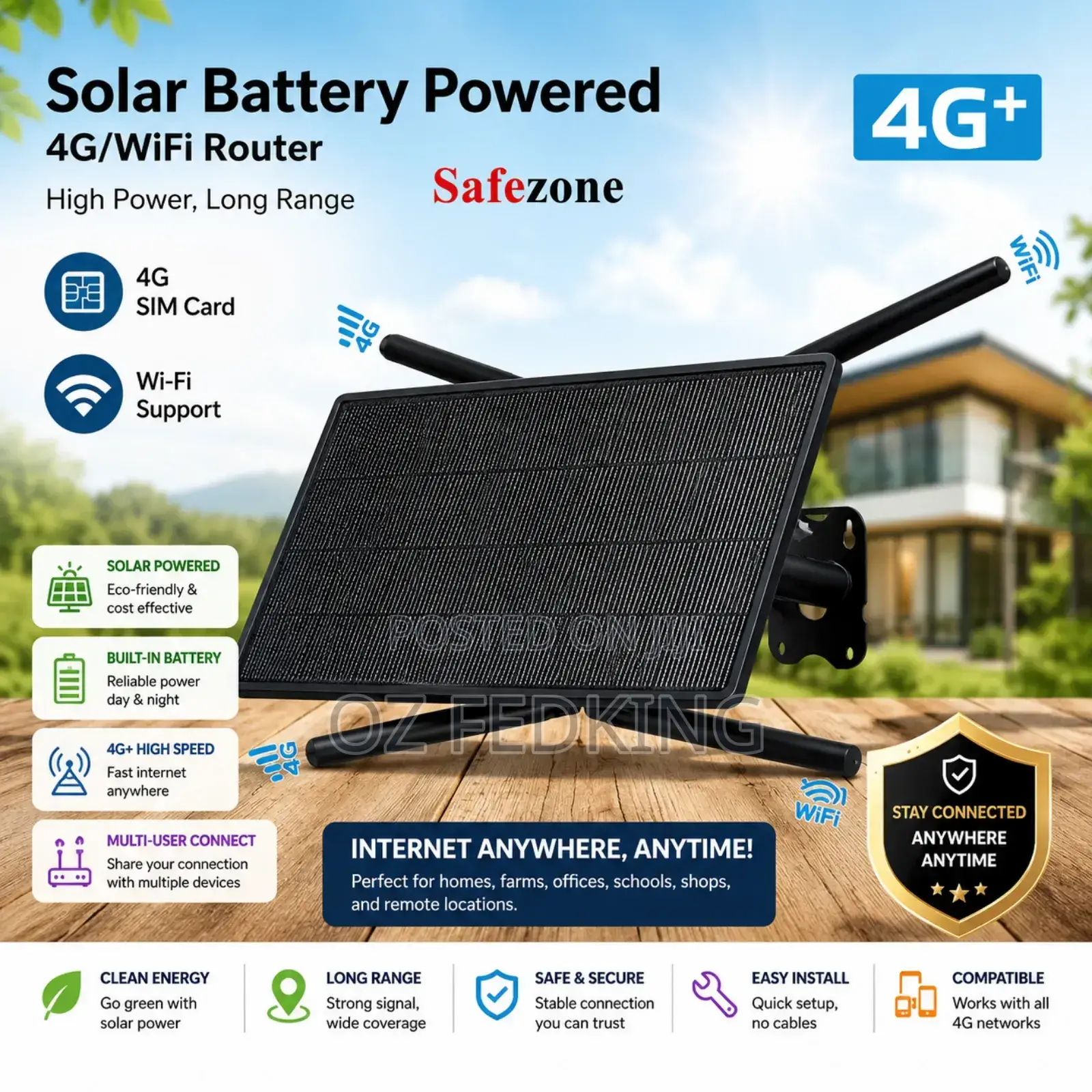 4g Battery Powered Universal Solar Wifi Router