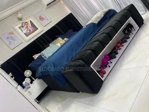 6x6 Padded Bedframe With Ottoman Shoe Rack