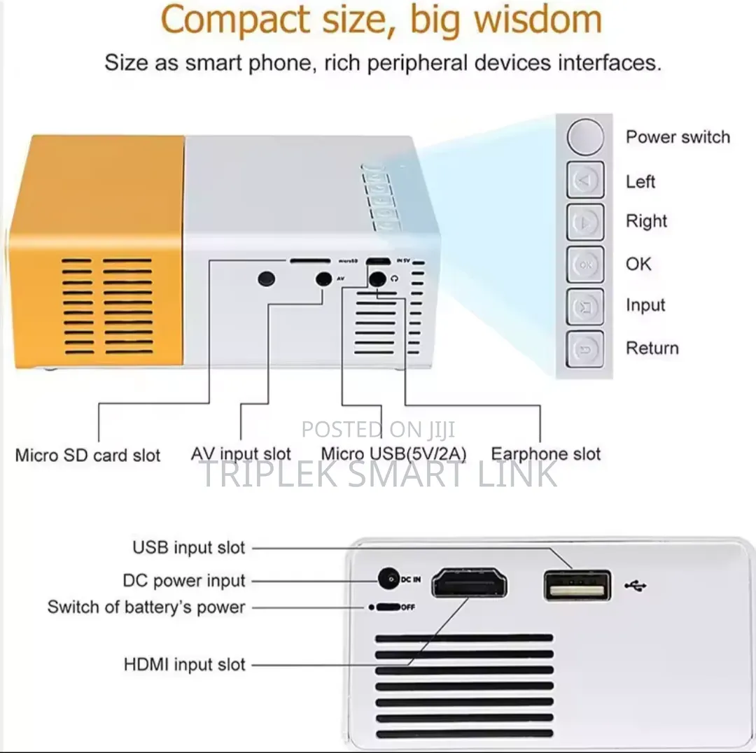TY300 Power Bank Powered Projector Android, WiFi 6, Bluetooth
