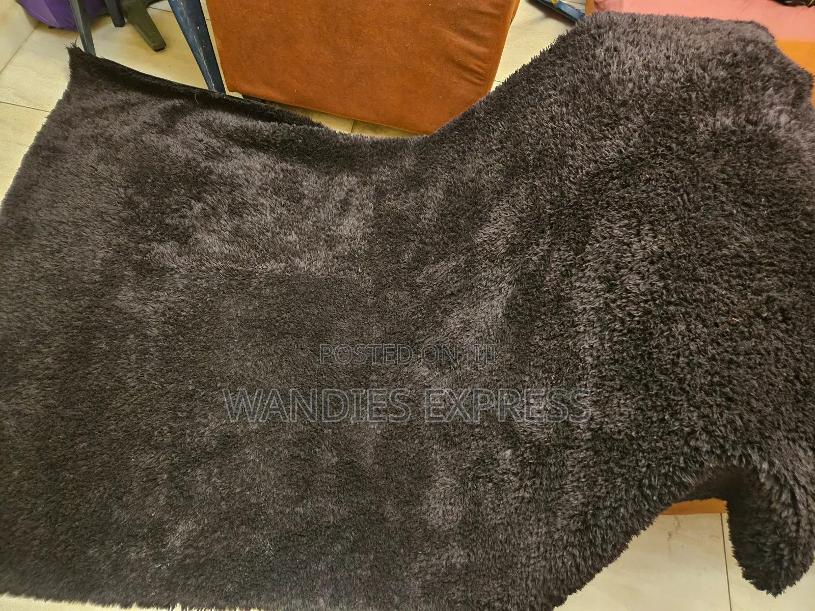 5ft by 7ft Black Fur Rug