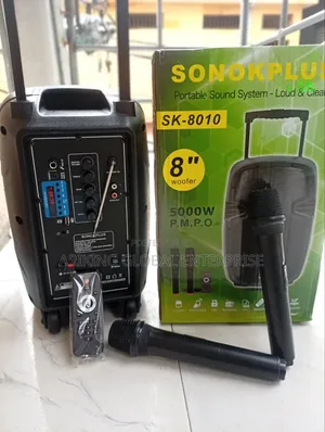 SONOKPLUS 8-Inch Portable Bluetooth Speaker With 2 Wireless Mic