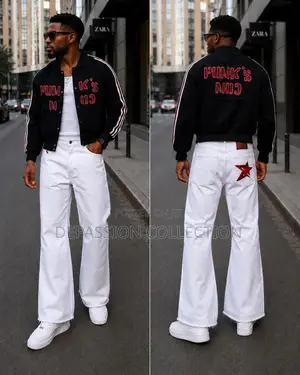 Men's Battlekid Graphic Sweatshirt Blue Wide-Leg Jeans