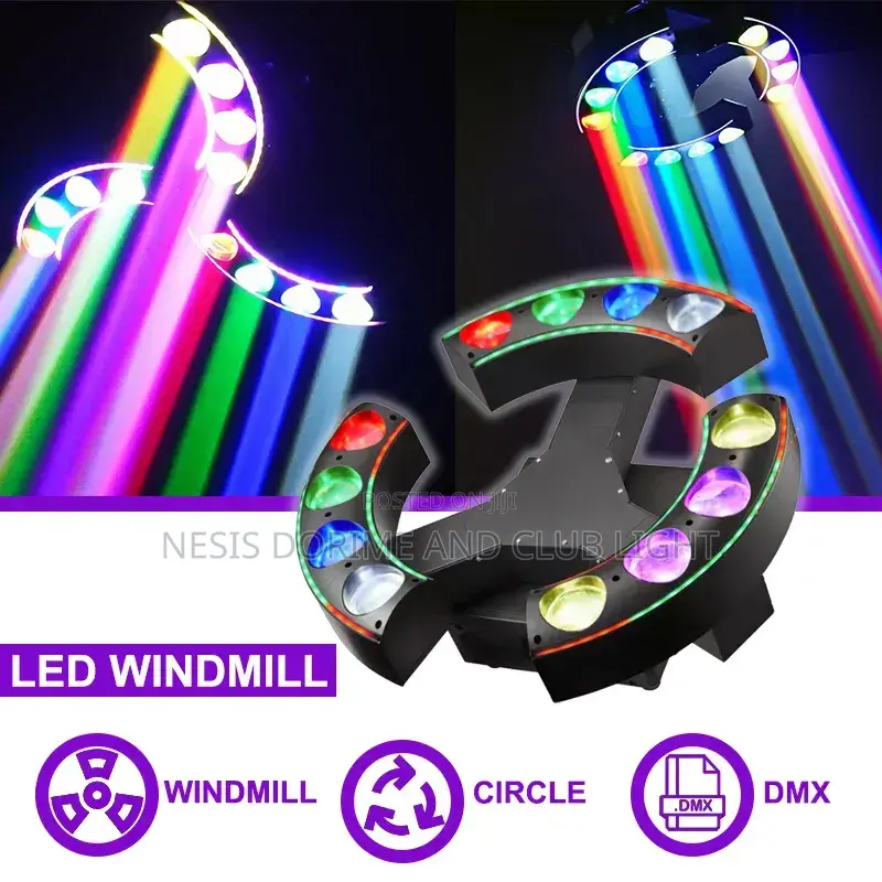 12pcs 3 Arms Led Moving Head Windmill Stage Effects Light