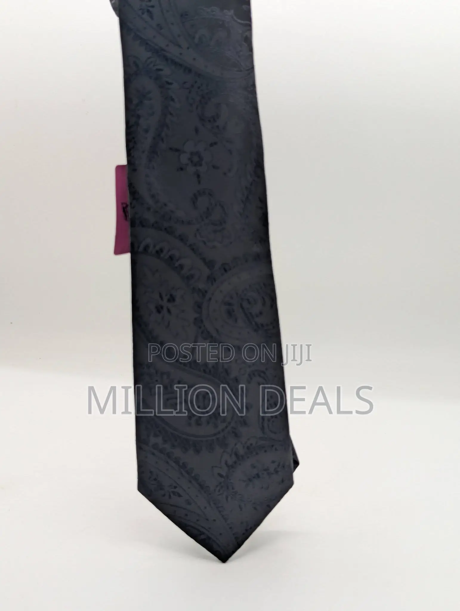 Classic Black Pattern Men's Corporate Long Tie With Pocket Square