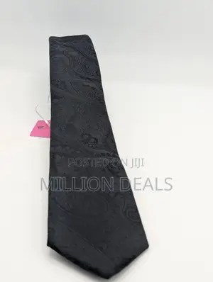 Classic Black Pattern Men's Corporate Long Tie With Pocket Square