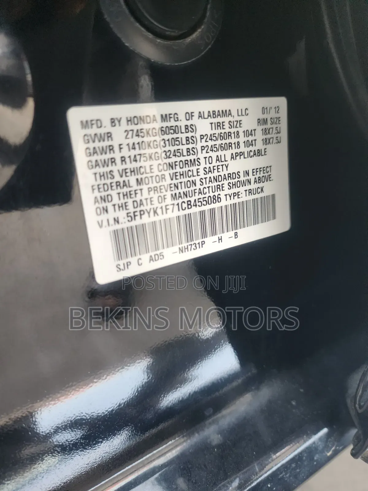 Honda Ridgeline 2012 Black