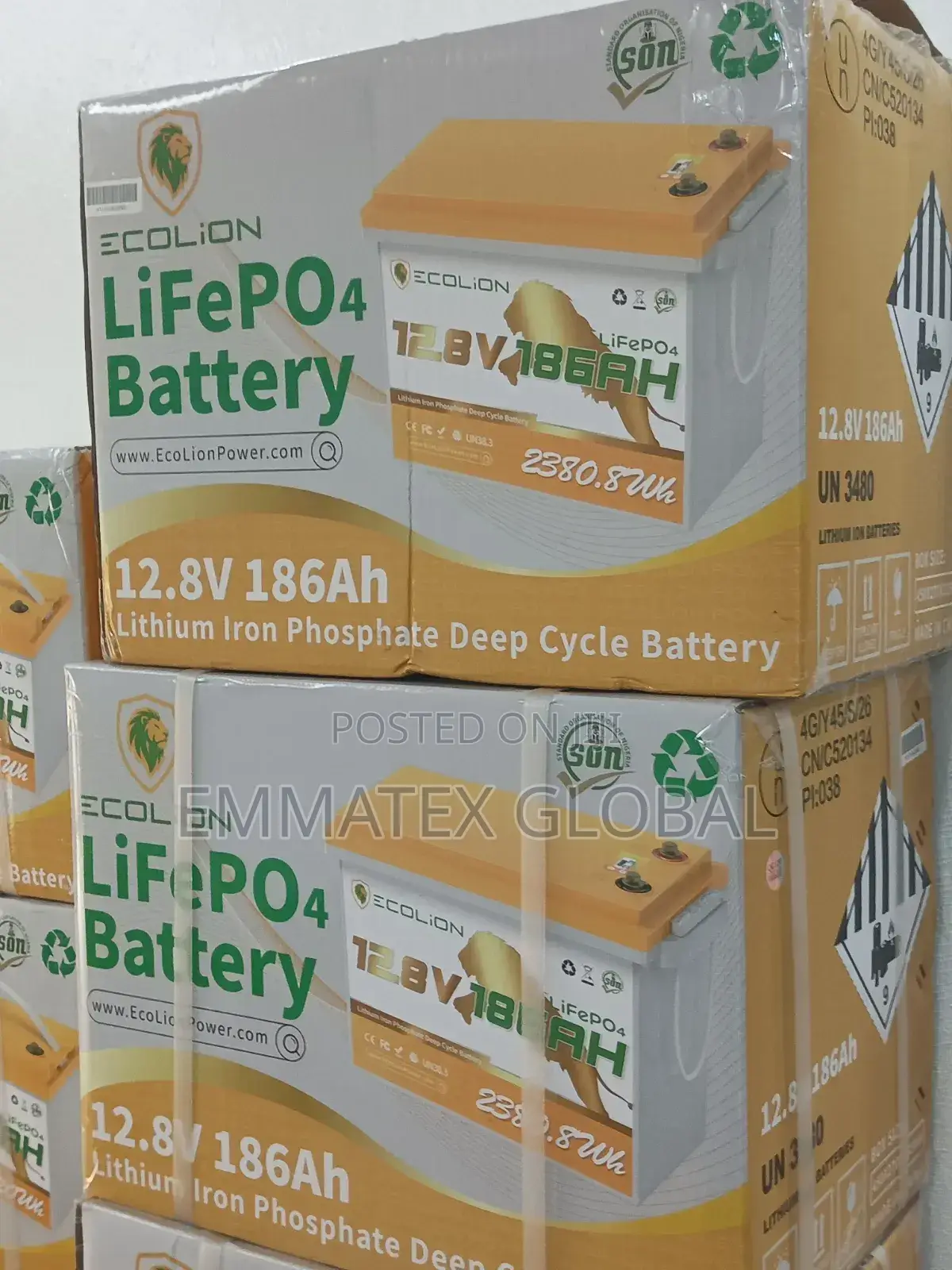 Original ECOLION LITHIUM IRON PHOSPHATE Battery 12.8v 186ah