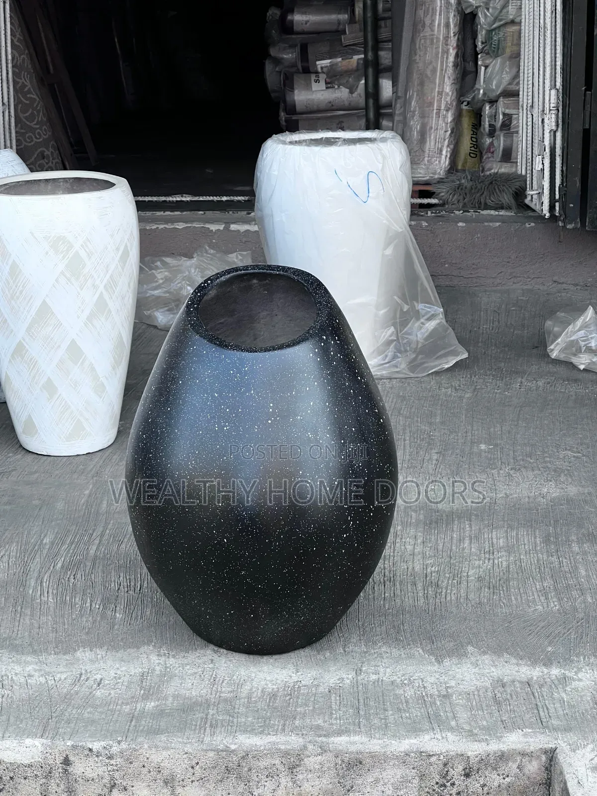 Large Black and White Ceramic Vase
