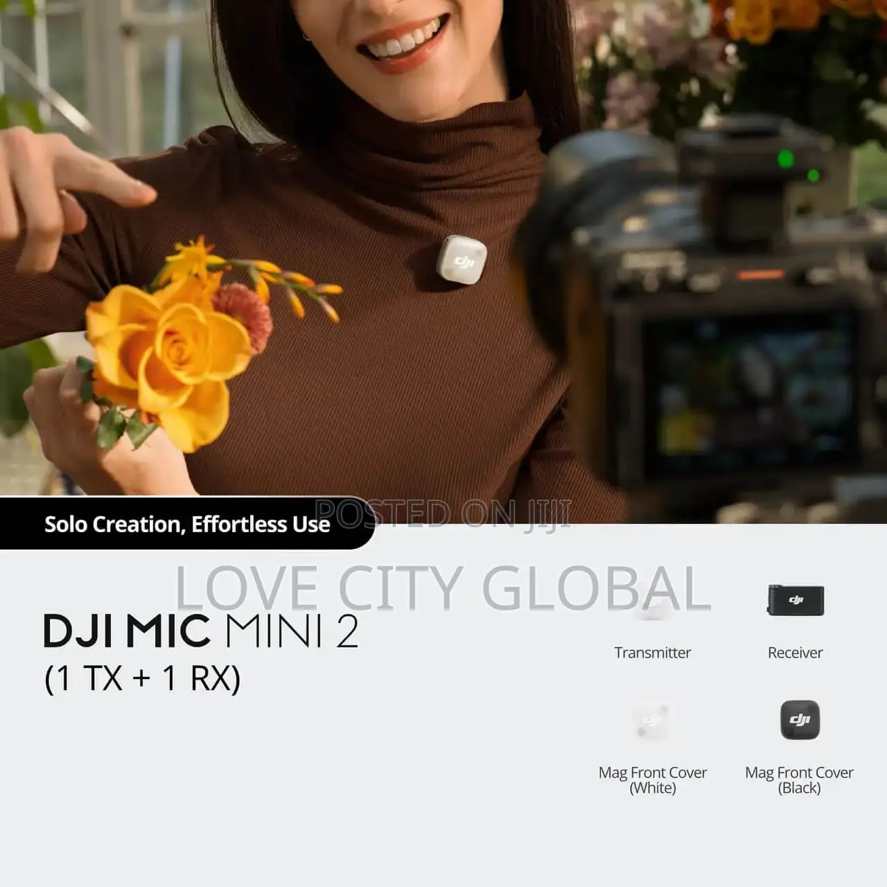 DJI Mic Mini 2 (1TX + 1 RX) Microphone, 48h for Camera, iPhone/Android