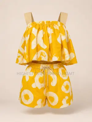 2pc Adire XOXO Print Crop Top Shorts Set