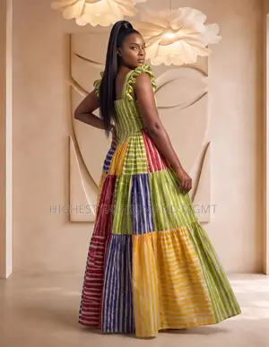 Multicoloured Adire Cotton Patchwork Maxi Dress