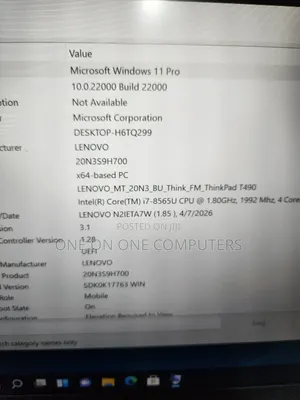 Laptop Lenovo ThinkPad T490s 16GB Intel Core i7 SSD 256GB