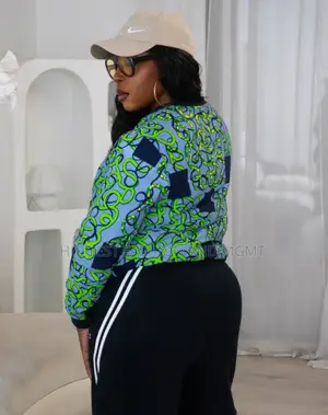 Reversible African Print/Denim Bomber Jacket