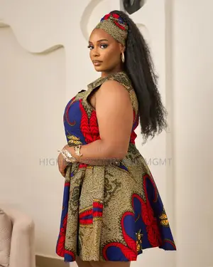 African Print Sleeveless Mini Dress