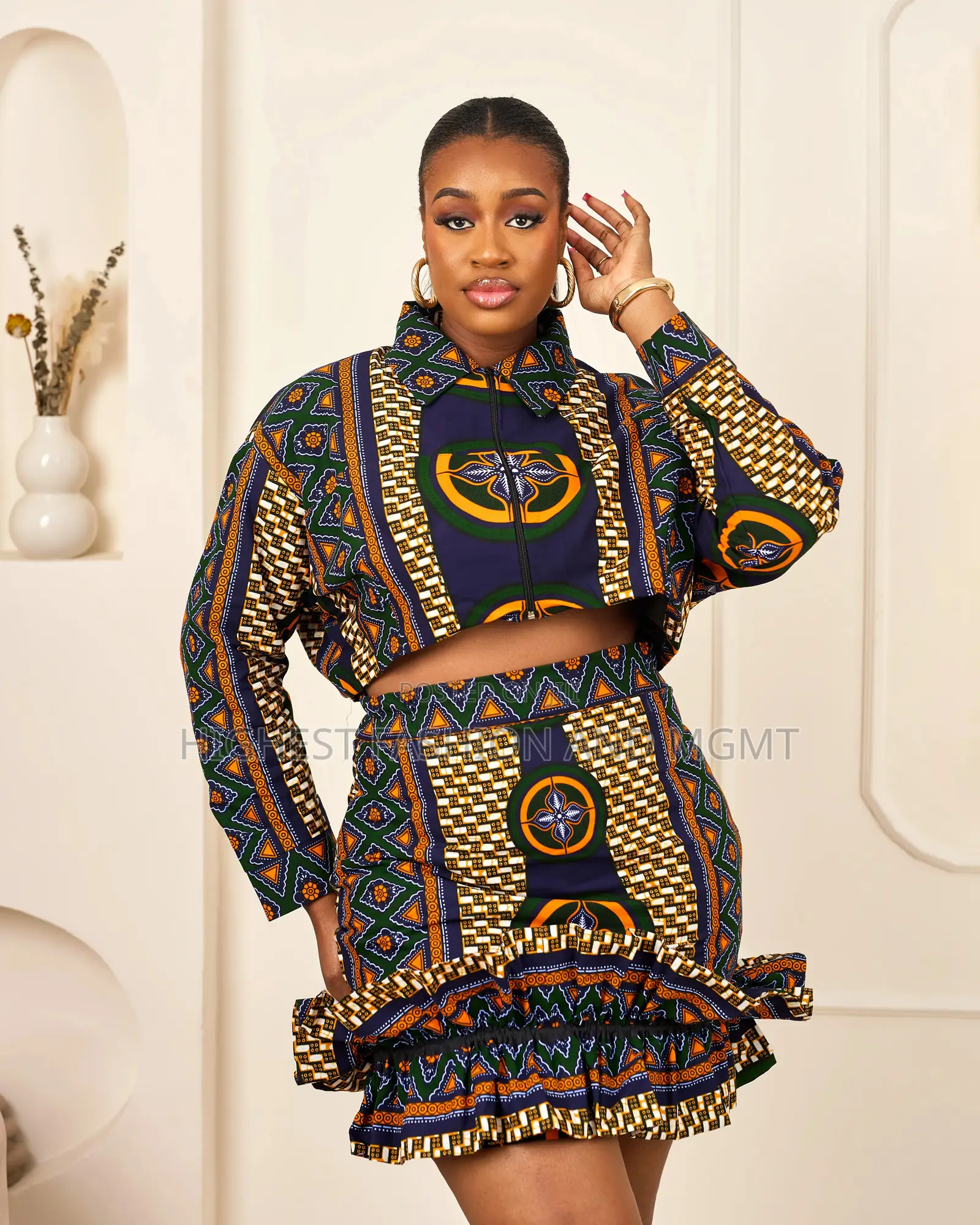 African Mixed Print Mini Skirt and Top