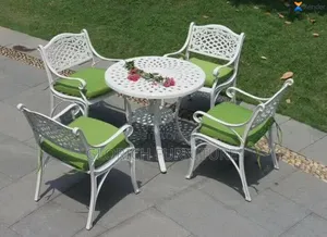 4-Seater Cast Aluminium Garden Set – Lattice Pattern Table Chairs