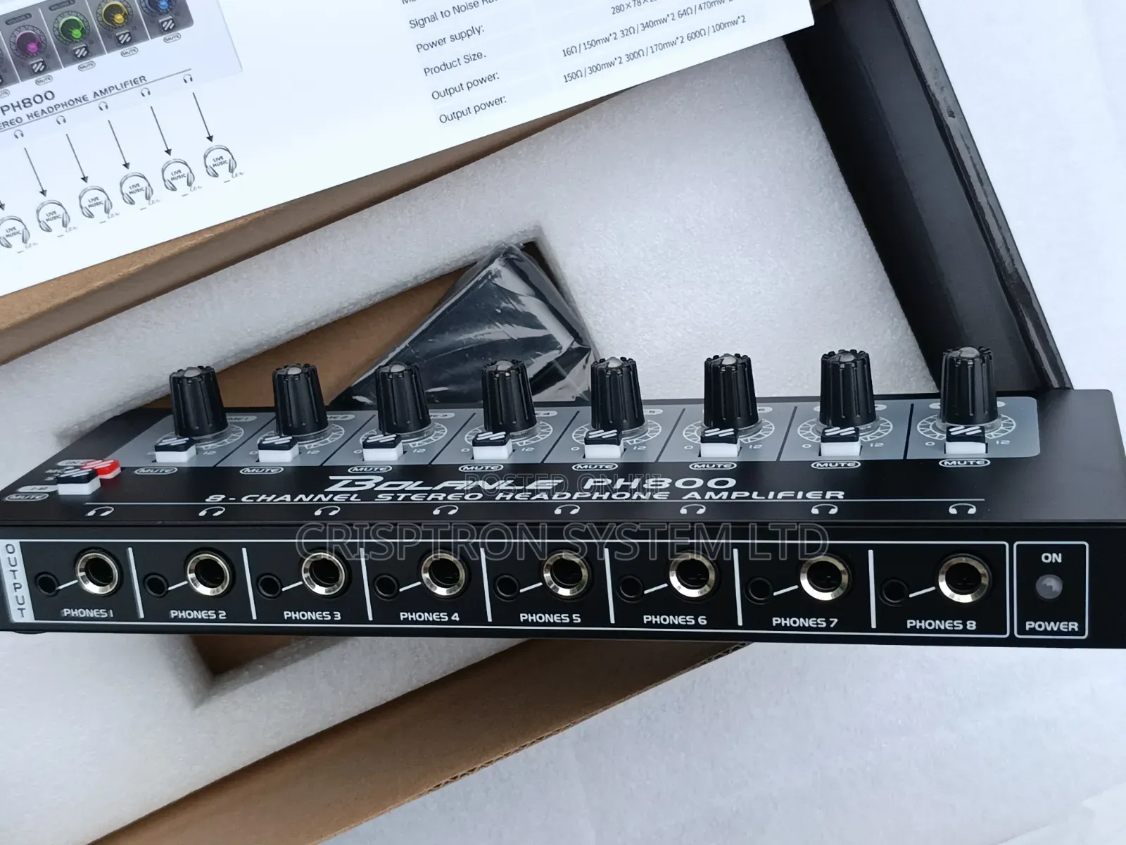 BOLANLE PH800 - 8ch. Headphones Amplifier
