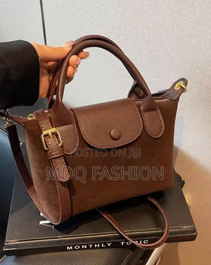 Mini Brown Suede Handbag With Leather Accents