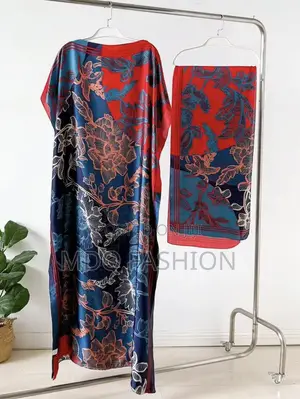 Silk Floral Kaftan With Matching Headscarf