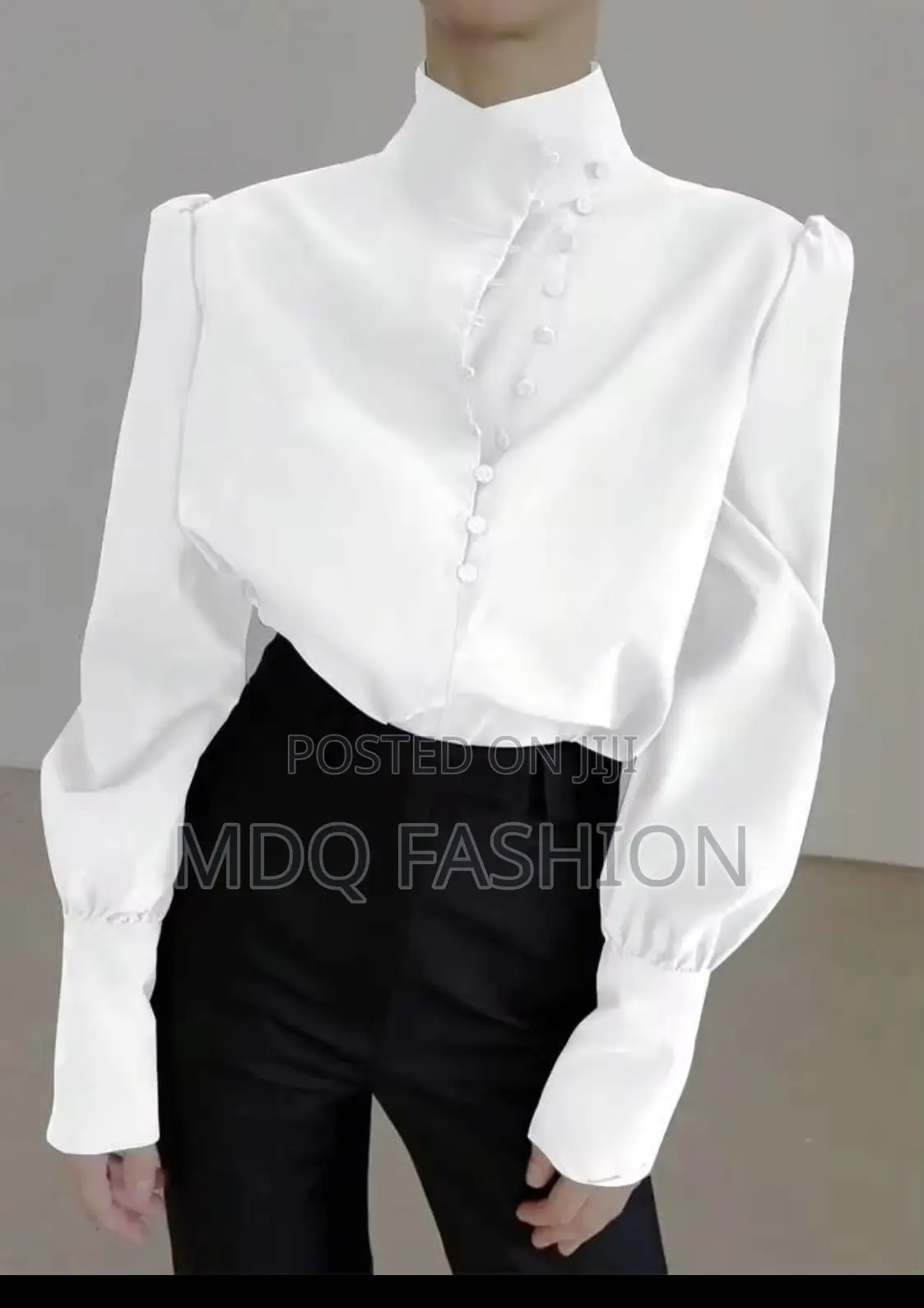 High-Neck Button Blouse