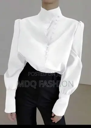 High-Neck Button Blouse