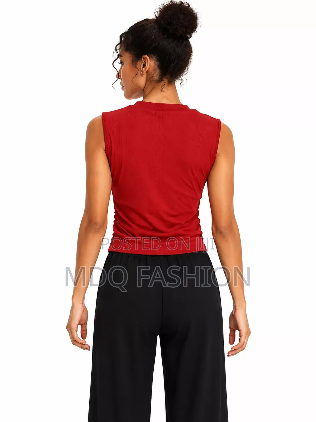 Classy Red Top Black Trousers Matching Combo Set