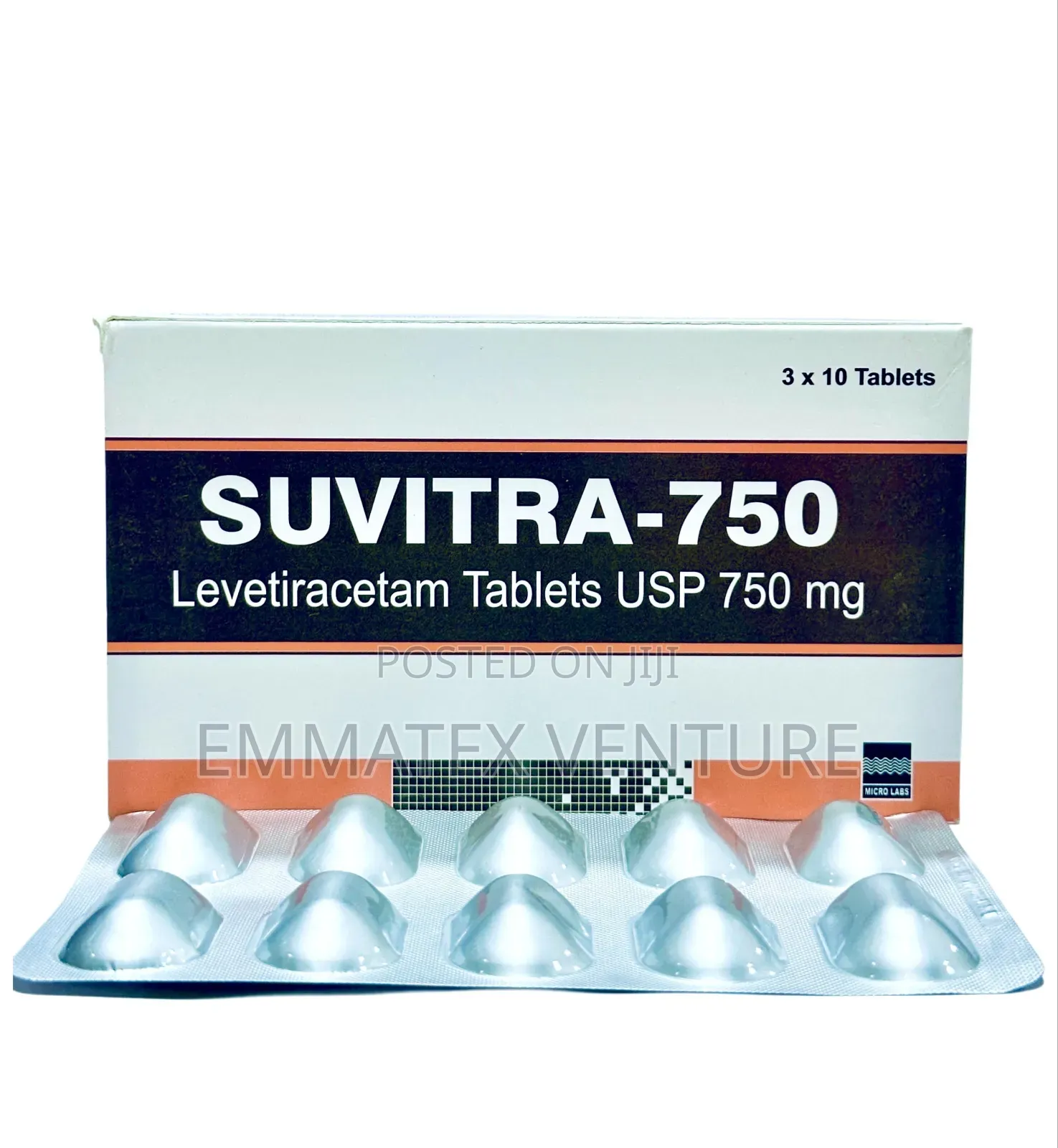 Suvitra 750mg Tablet (Levetiracetam) X30
