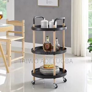 Moveable Multi Functional 3 Tier Nordic Round Household Trolley.